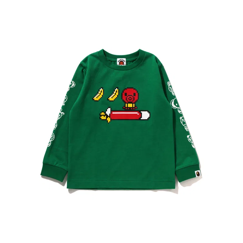 Детская футболка с длинным рукавом A BATHING APE, Black BKX — фото 4