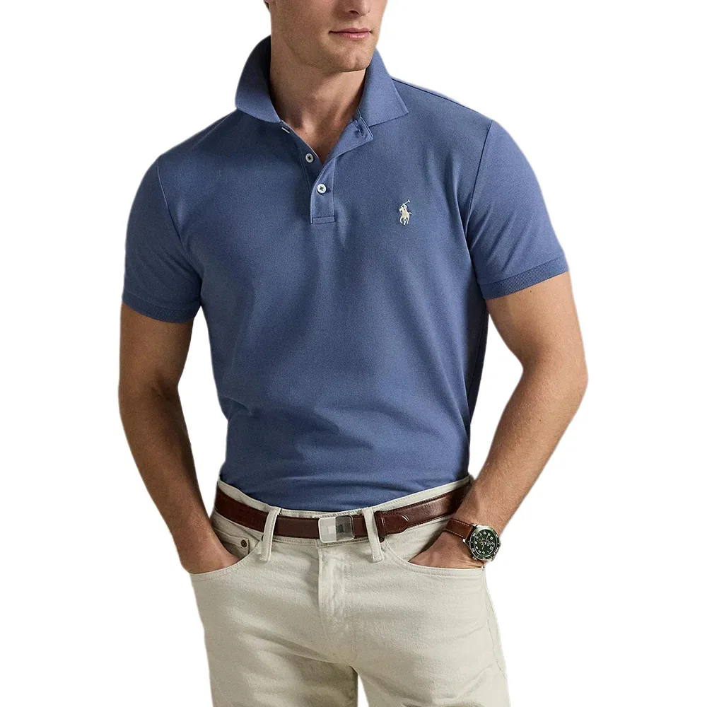 Рубашка-поло хлопковая Polo Ralph Lauren, Capri Blue — фото 3