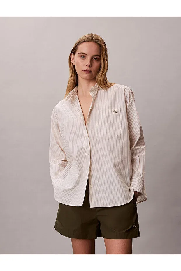Женская рубашка поплин с длинным рукавом Calvin Klein, White