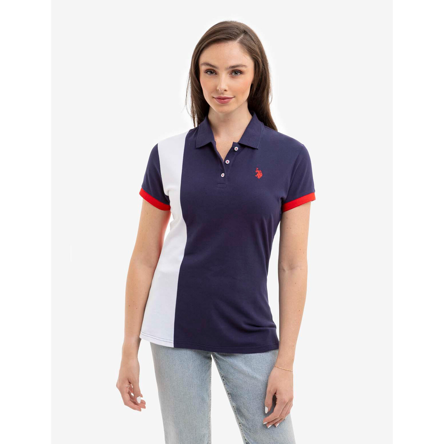 

Футболка-поло U.S. Polo Assn. Pieced Stripe, темно-синий