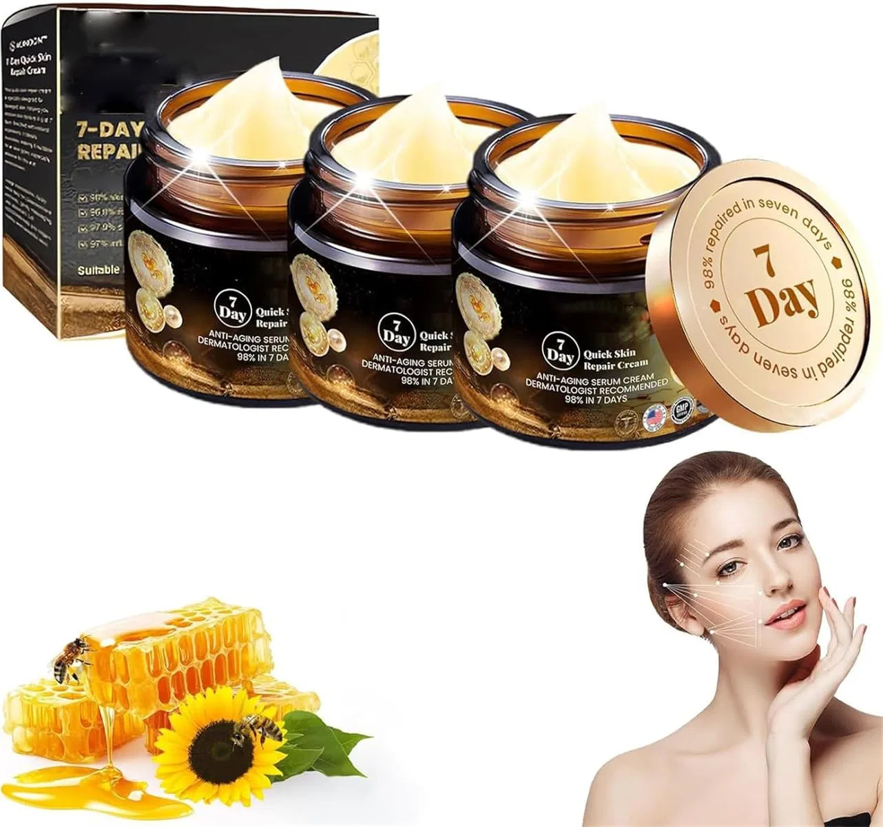 Крем для лица 7 Day Quick Skin Repair, Rietoiu, 3 шт., 50 г
