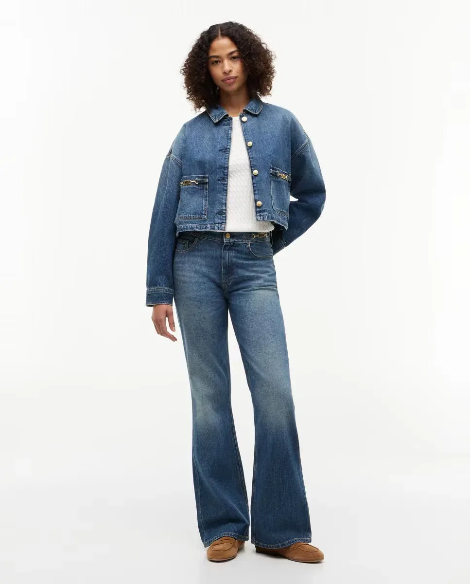 Женская джинсовая куртка с золотистыми деталями Tommy Hilfiger, Azul — фото 2