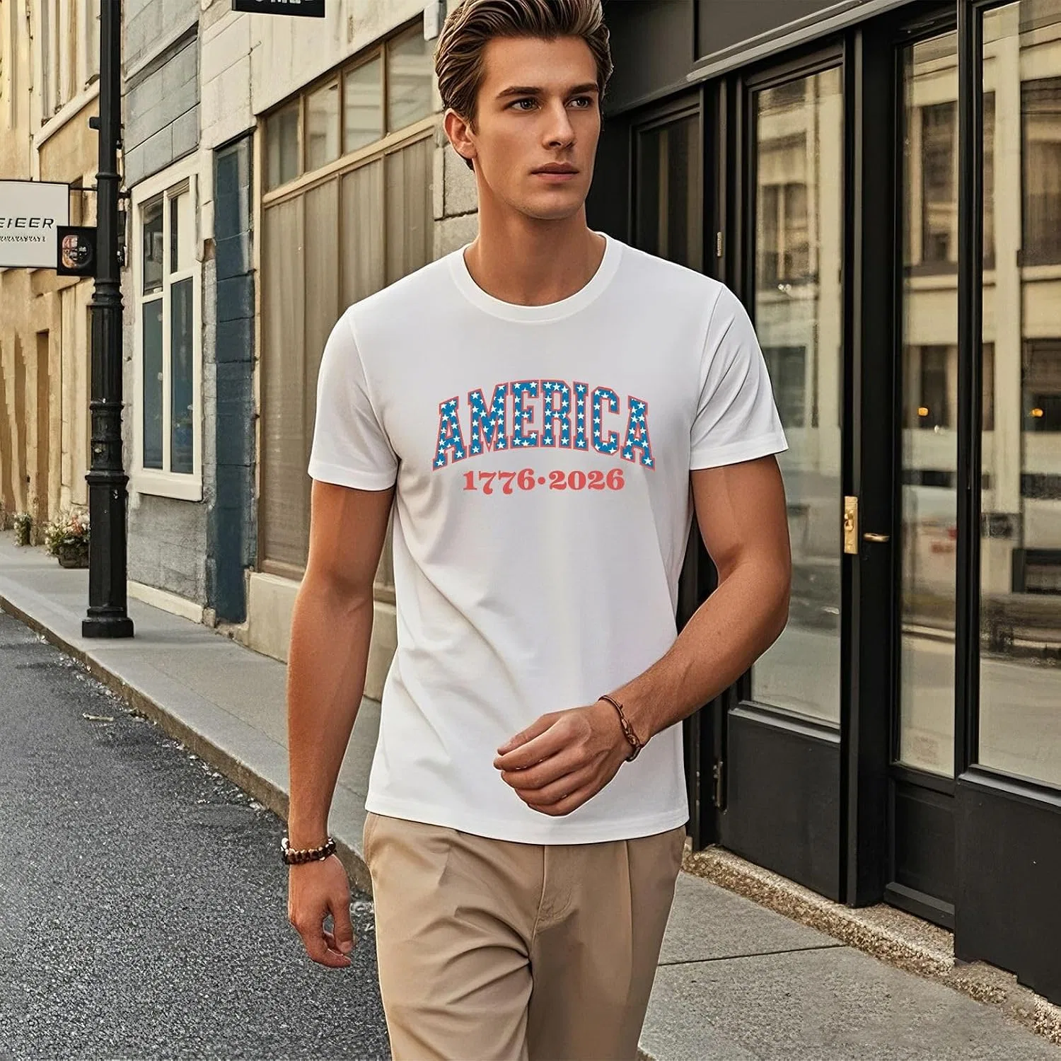 Мужская футболка с принтом 250th Years Anniversary of Freedoms US 1776-2026 Shirt-003, White — фото 2