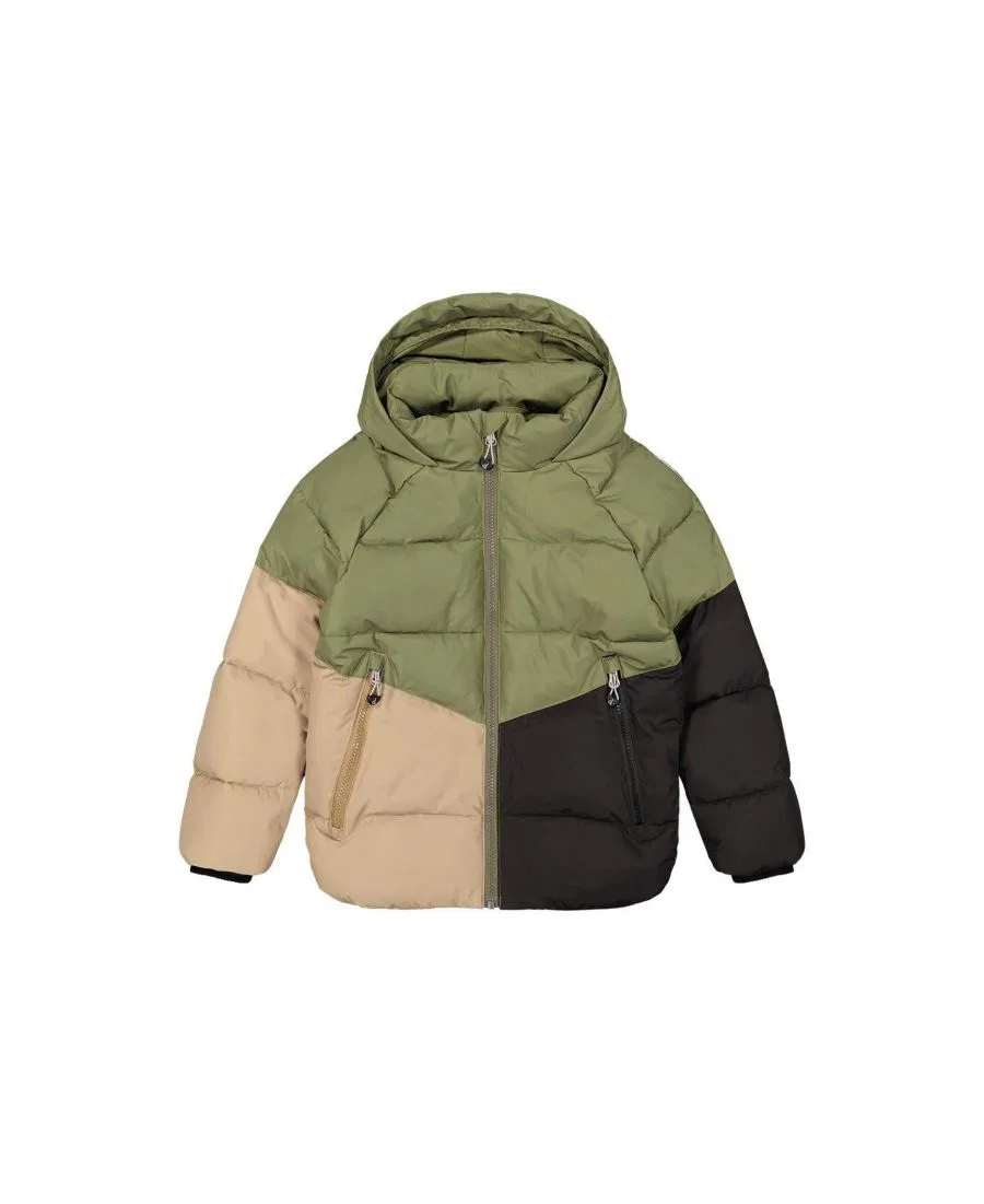 Зимняя куртка цвет-блок с капюшоном Deux par Deux, Olive Green