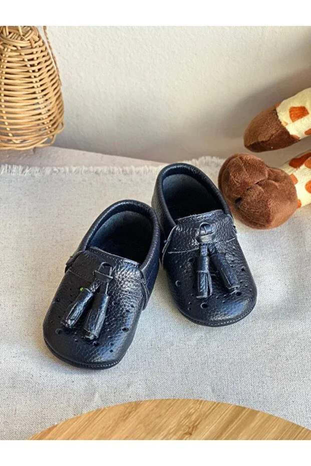 Детские мокасины для мальчиков из натуральной кожи Li Puna, Navy Blue