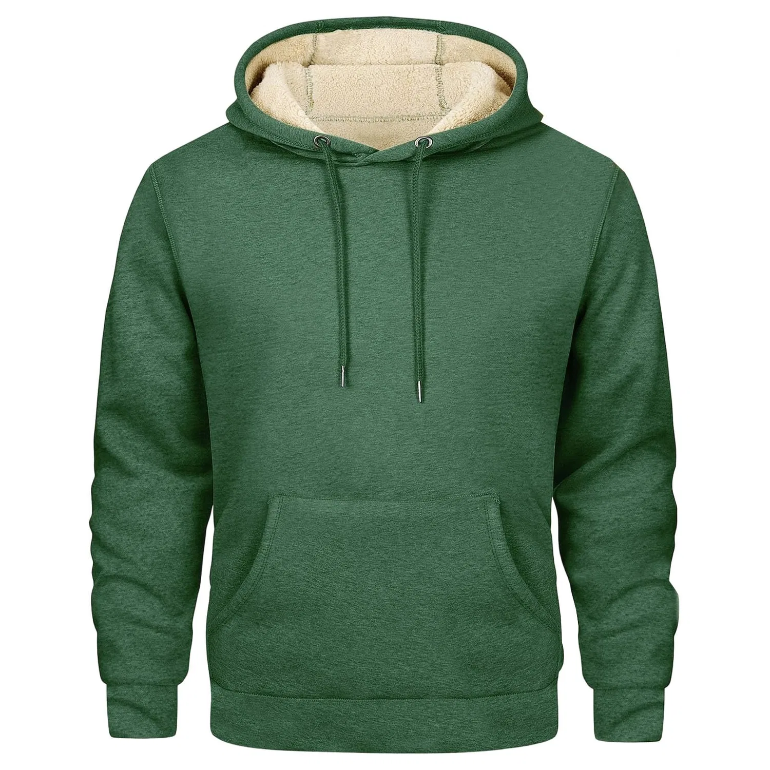 Мужской плотный худи с длинным рукавом на флисе, Verde