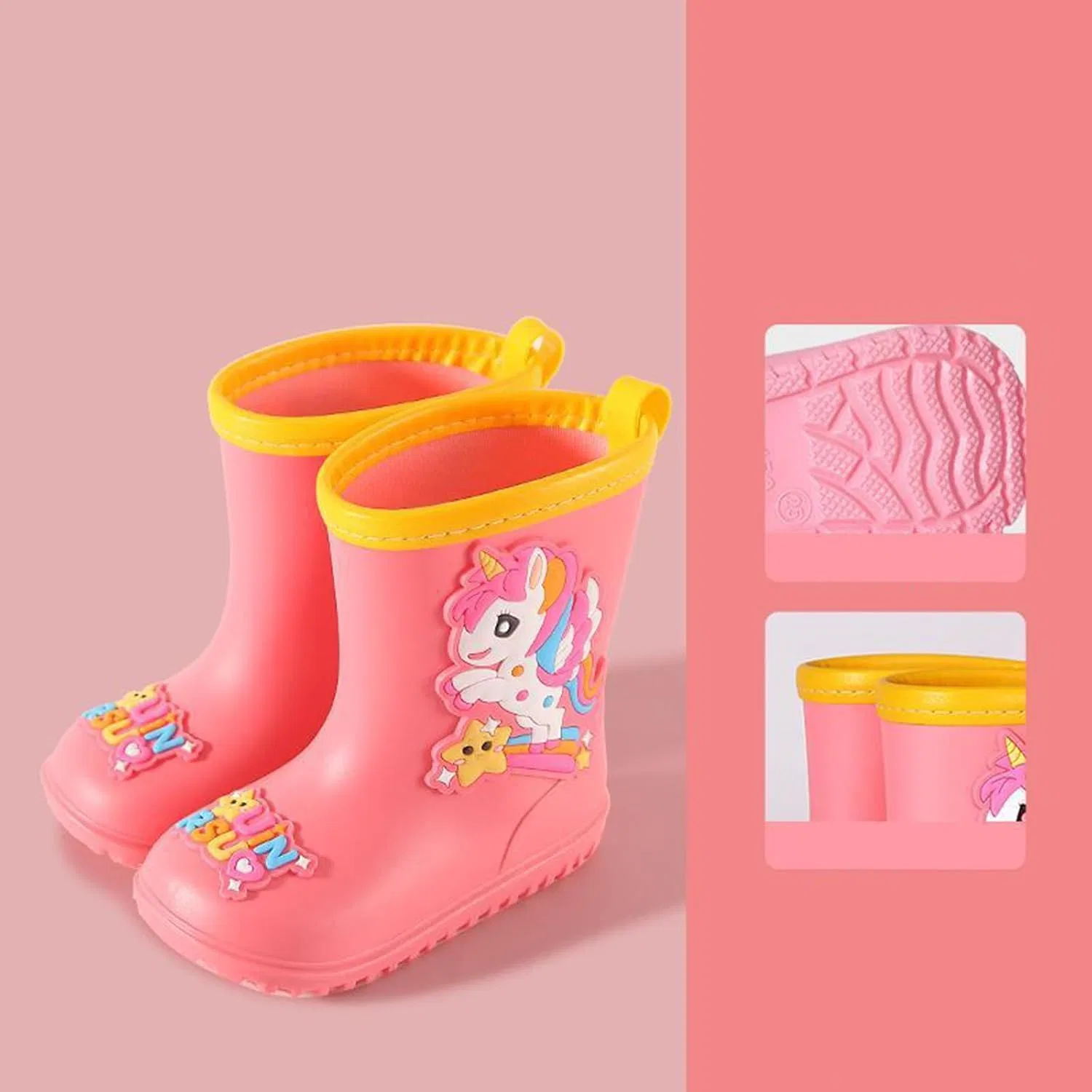 Детские сапоги резиновые с 3D-принтом для мальчиков и девочек, Hot Pink — фото 3