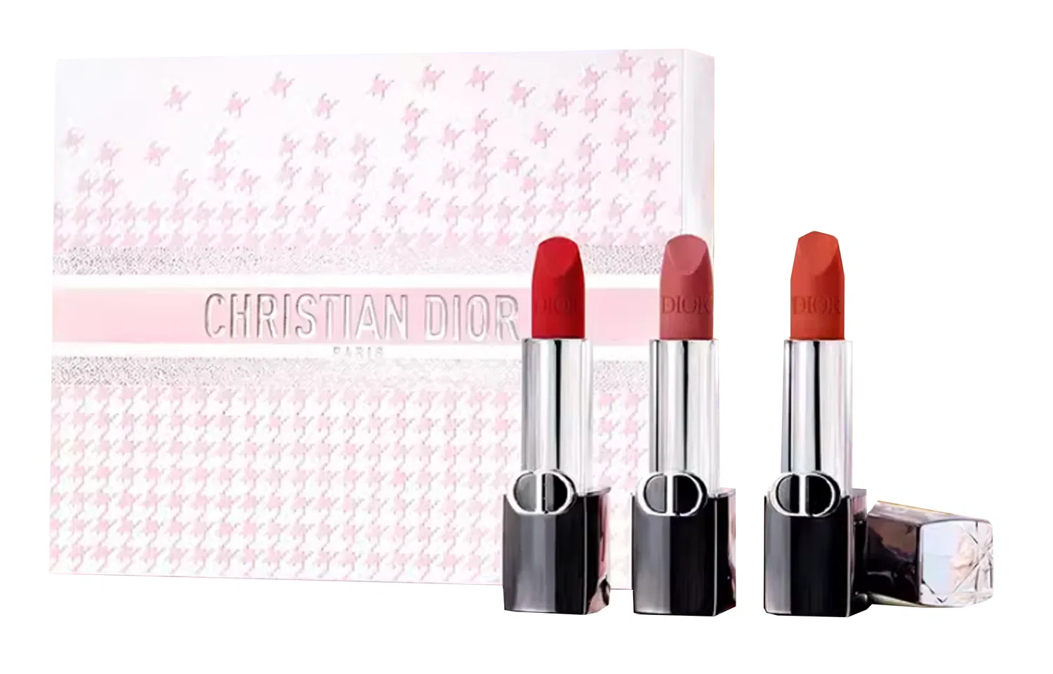 Женский набор помад DIOR Intense Blue Gold Lipstick Three Piece Set, #999 Legend Red, #720 Cameo Brown, #777 Fiery Red, DIOR, Красный/Коричневый/Оранжевый