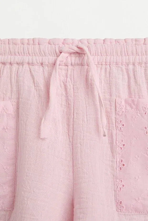 Детские шорты для девочек хлопковые Double-Layered gauze shorts Lefties, Pink — фото 4