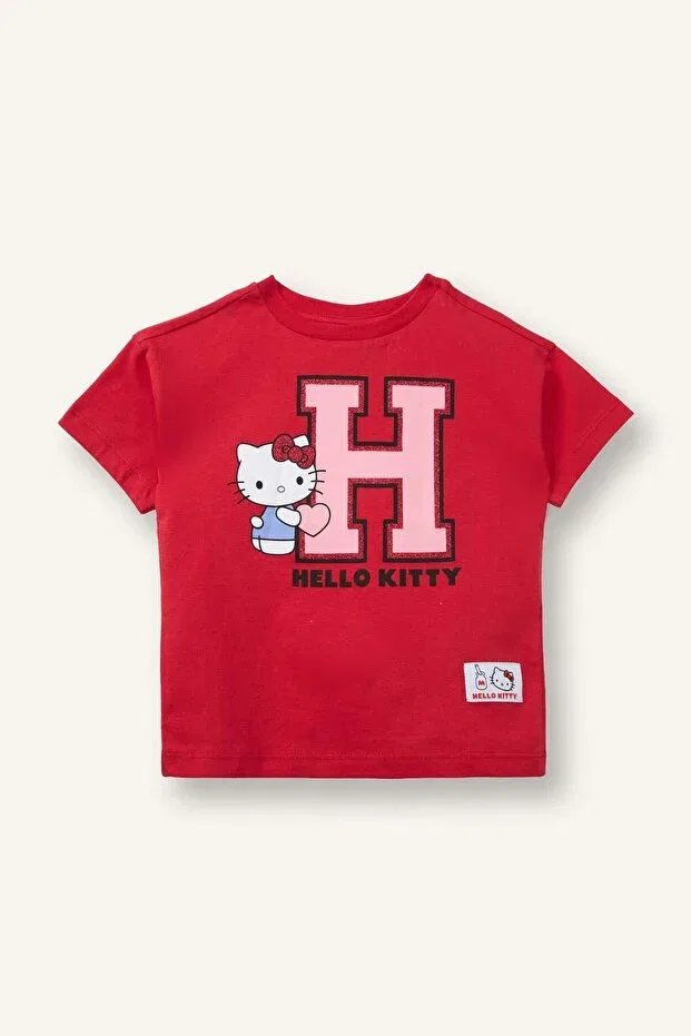 Детская футболка для девочек хлопковая Hello Kitty Defacto, Red-Rd117