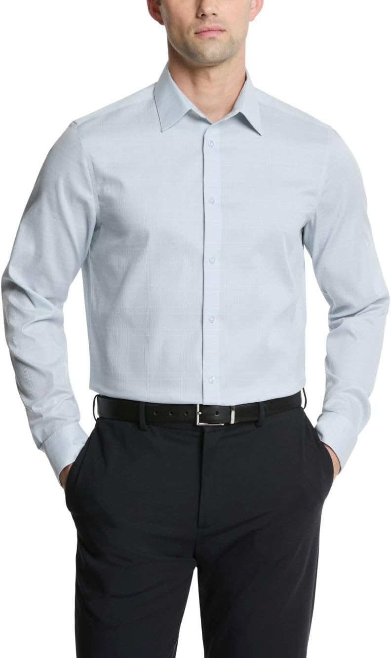 

Мужская рубашка Calvin Klein, не требующая глажки, эластичная, приталенная, однотонная, Medium Blue