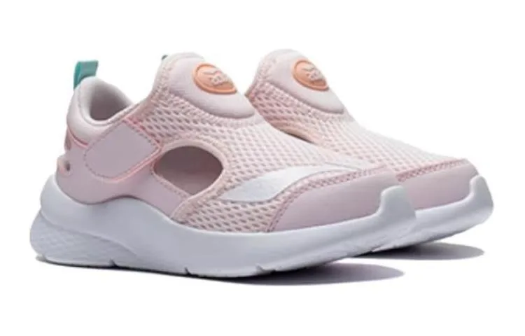 YOUNG Li-Ning YOUNG из искусственной кожи удобные с амортизацией и дышащие низкие кроссовки для детей светлый розовый — фото 4