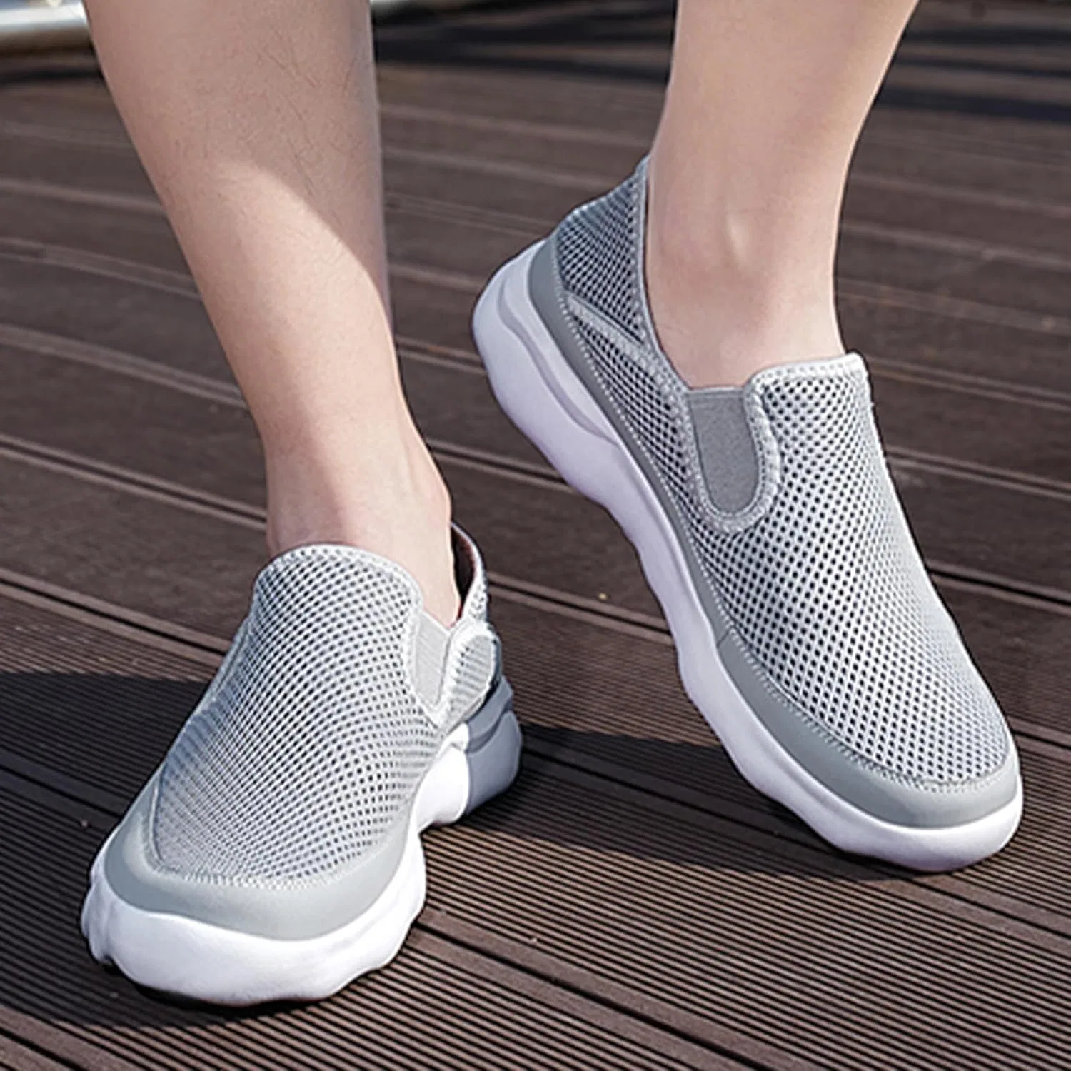 Мокасины дышащие, Slip on, черно-белые ZLNMLD — фото 2
