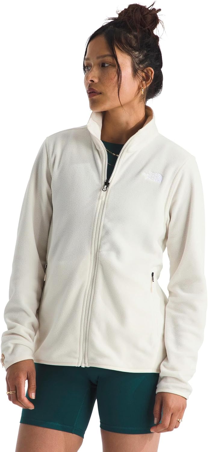 

THE NORTH FACE Женская куртка Glacier Fleece (стандарт и плюс сайз) с застежкой-молнией, ручными карманами и эластичными манжетами, воротником и низом, White Dune