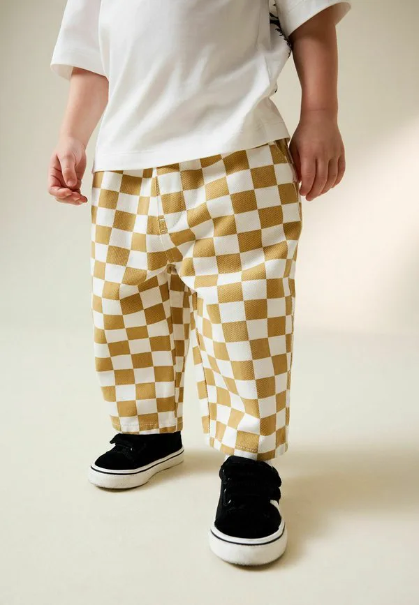Широкие брюки прямого кроя, надеваются через голову. Next, Yellow White Checkerboard — фото 3