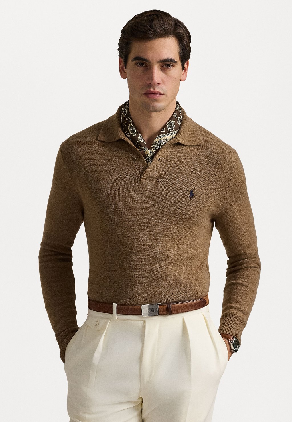 

Джемпер WOOL-COTTON POLO-COLLAR SWEATER Polo Ralph Lauren, коричневый