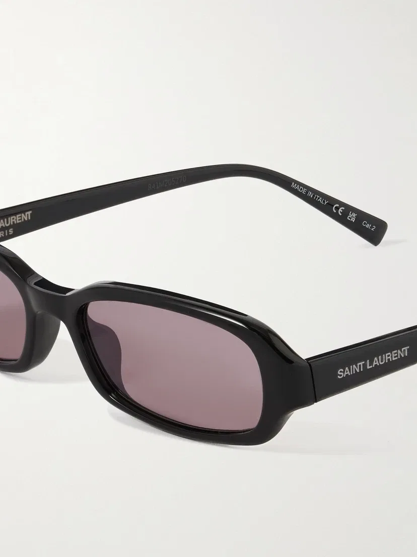 Овальные солнцезащитные очки Erin в ацетатной оправе Saint Laurent Eyewear, черный — фото 4