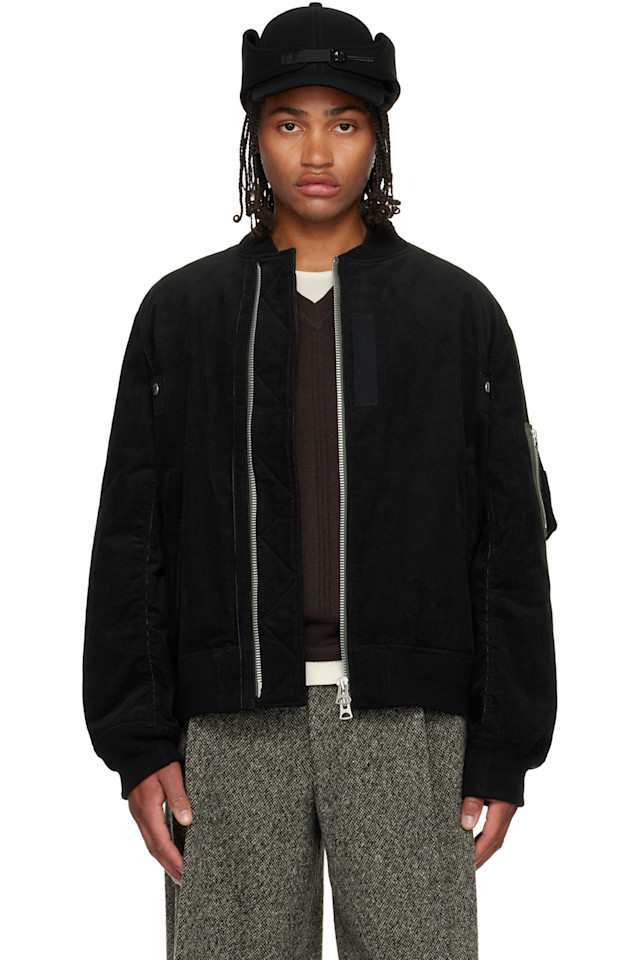 

Вельветовый бомбер с блузкой Sacai, черный