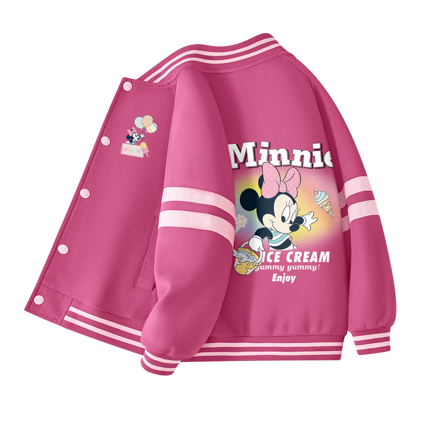 Детская бейсбольная футболка с круглым вырезом Disney, Di Balloon K_Di Dazzling Color Rose Red