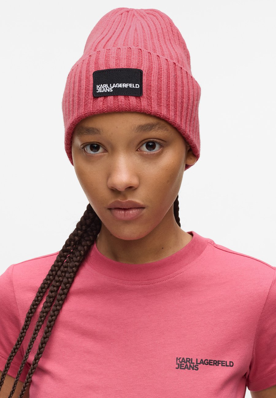 

Шапка Karl Lagerfeld Jeans TURNED UP BEANIE, Slate Rose/Pink