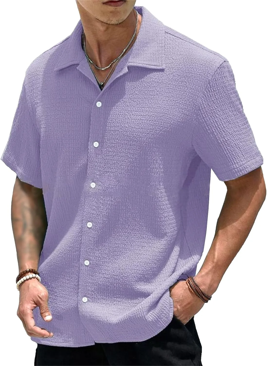 

Мужская рубашка поло с кубинским воротником и ребристой вязкой PHJTOMK