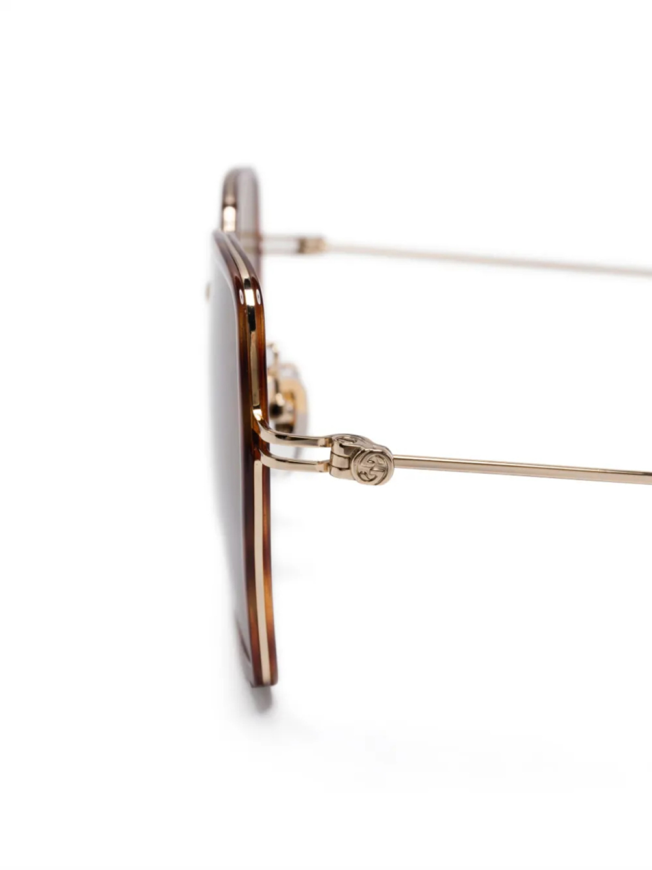 Солнцезащитные очки Gucci Eyewear в черепаховой оправе, золотой — фото 3