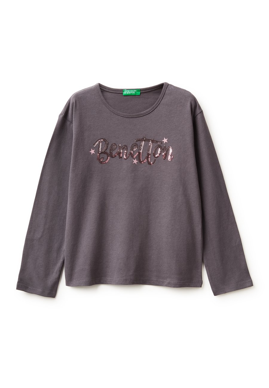 

Топ United Colors of Benetton WARM TOUCH LONG SLEEVE GRAPHIC WITH SEQUINS ON FRONT REGULAR FIT, Grey