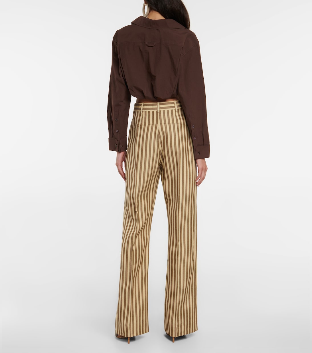 Хлопковая рубашка La Chemise Machou Jacquemus, коричневый — фото 3