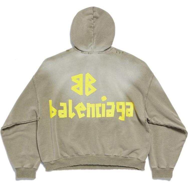 Худи с прорезными карманами на липучке Balenciaga, зеленый — фото 4