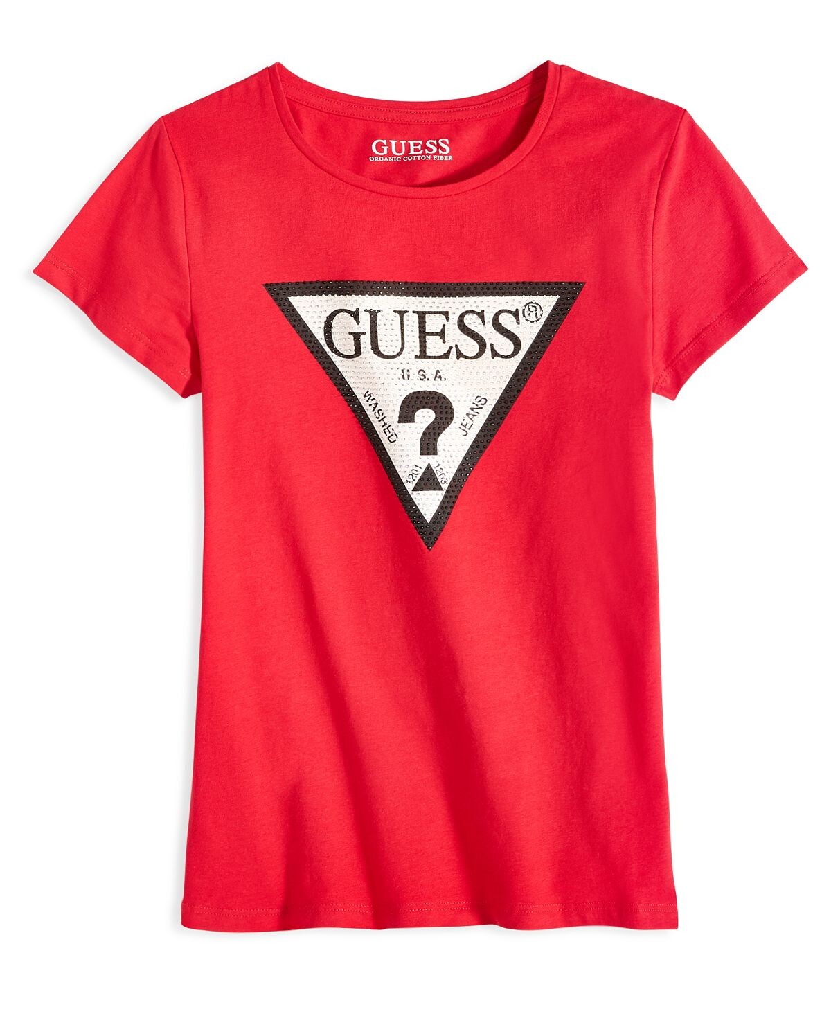 

Футболка с треугольным логотипом и стразами Big Girls GUESS