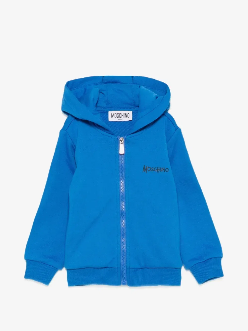 Толстовка на молнии с принтом логотипа Moschino Kids, синий