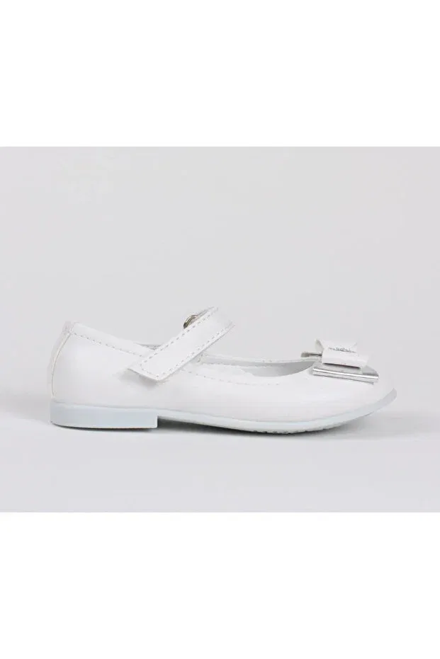 Детские балетки для девочек кожаные Bow-Tie baby shoes Devirhesapdevri, White — фото 3