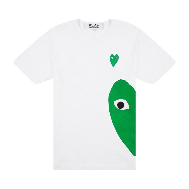 Футболка Comme des Garçons PLAY Green Emblem Heart T-Shirt 'White', белый — фото 2