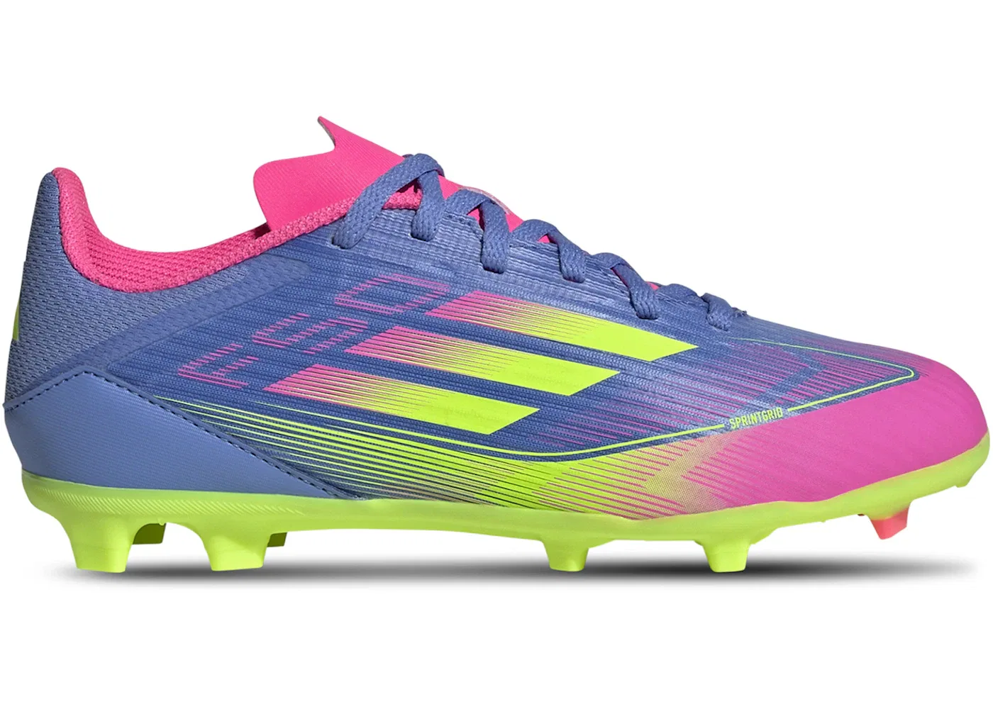 Детские бутсы с шипами FG/MG Adidas F50 League Celestial Victory Pack, Blue Fusion/Lucid Lemon/Lucid Pink