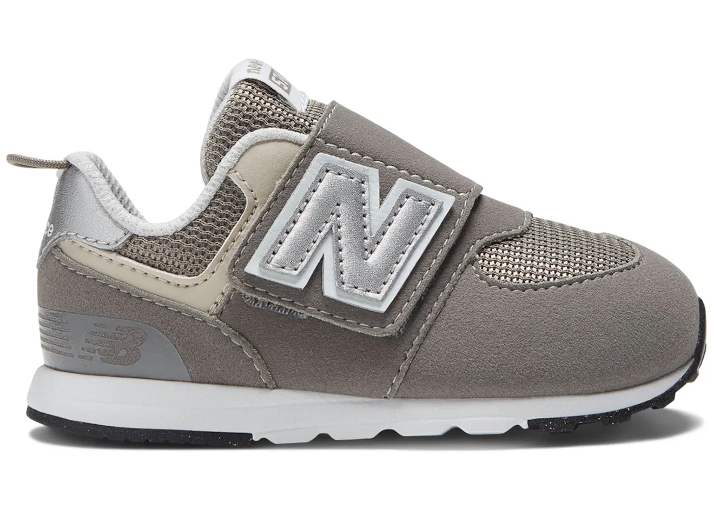 Детские кроссовки на липучках New Balance 574, Rain Cloud Silver Metallic