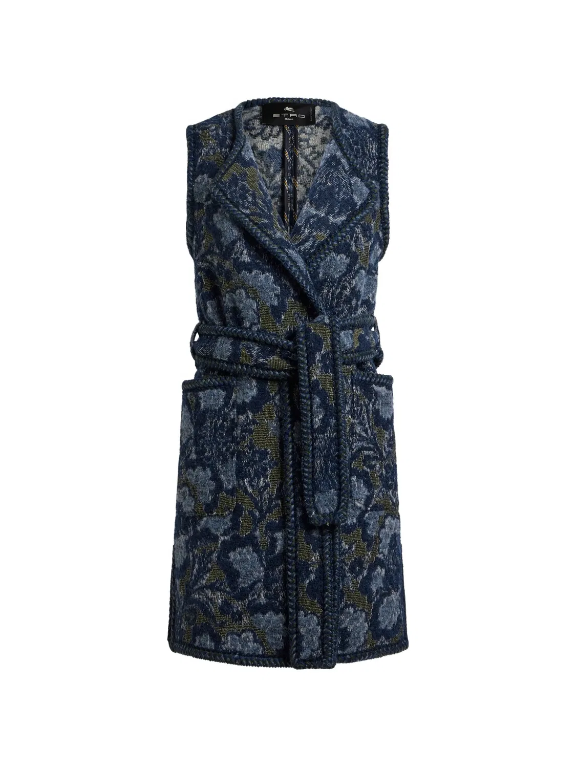 ETRO Длинный жилет из букле, синий