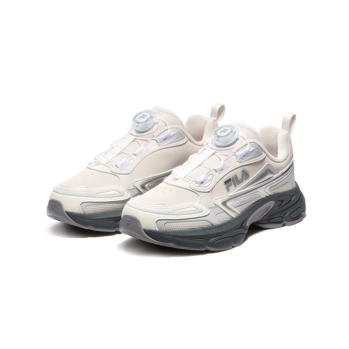 Детские кроссовки для бега с ретро-стилем FILA KIDS, White Sand Gray/Milk White — фото 4