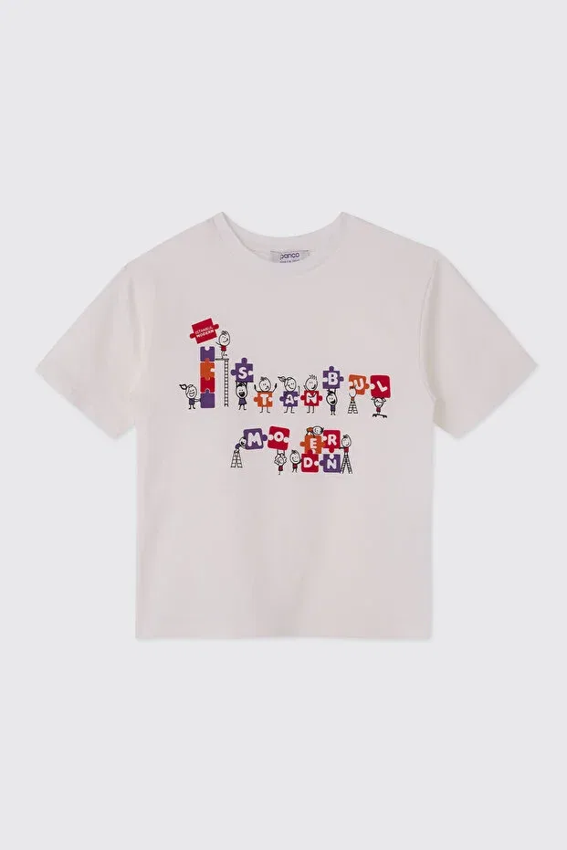 Детская футболка с принтом Unisex baby ecru Panço, Ecru