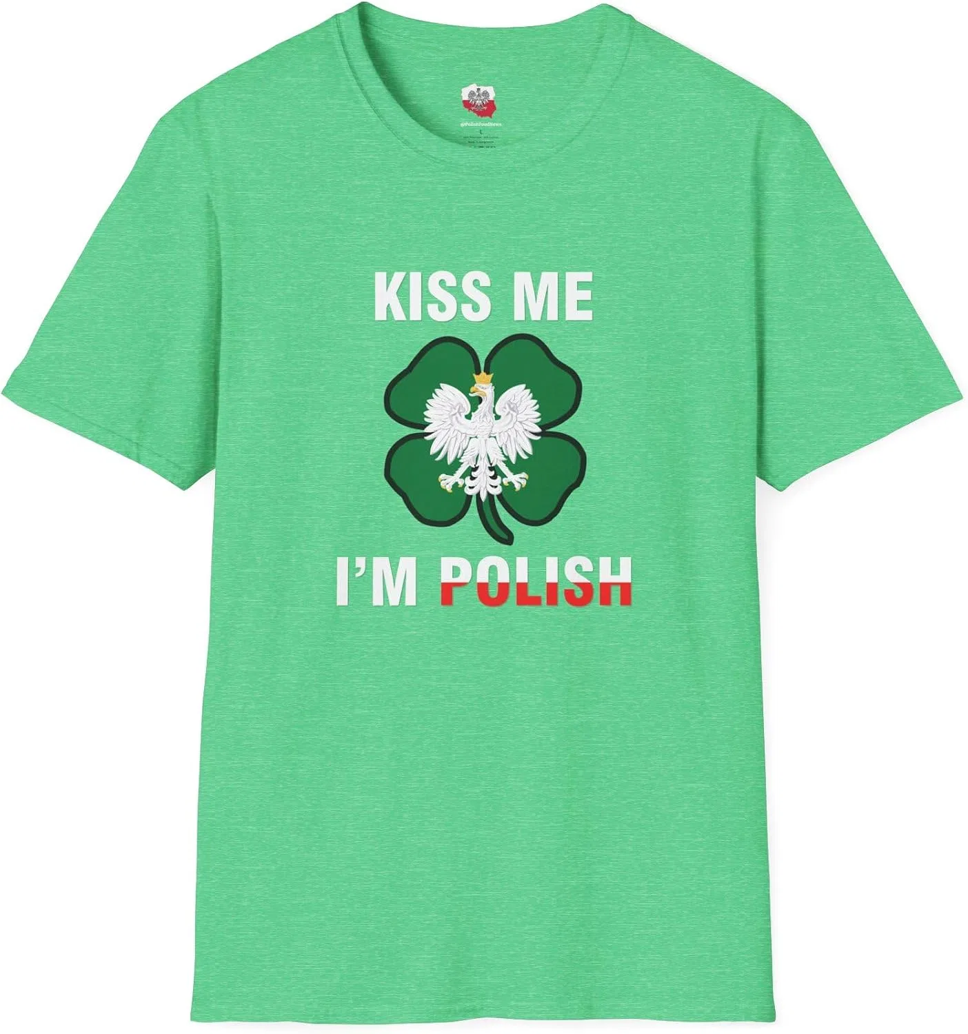 Футболка с принтом Kiss Me I'm Polish Gildan 64000, Heather Irish Green