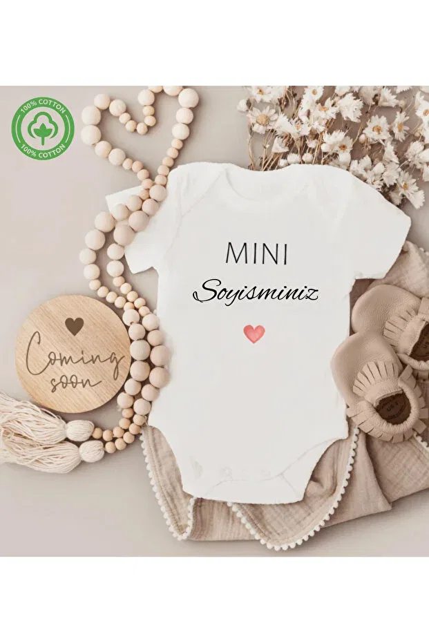 Детское боди для новорожденных с принтом Personalized Baby Bodysuit With Family Name Newborn Gift Lafazan, White