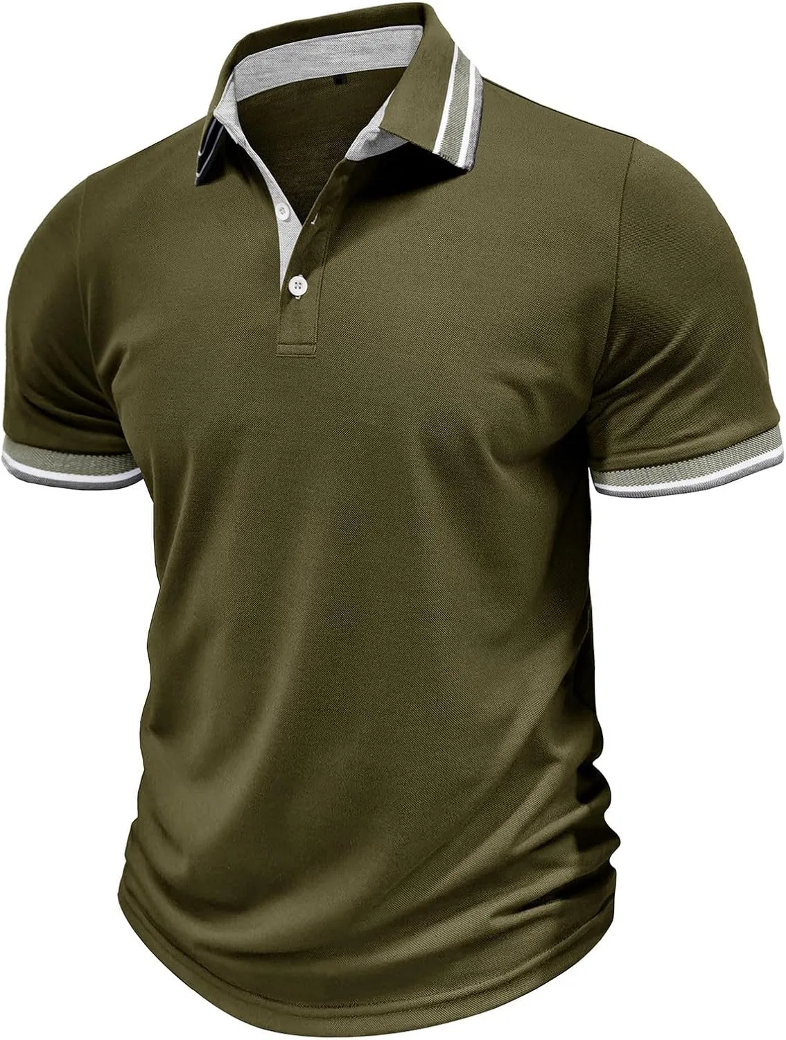 Мужская повседневная рубашка с отложным воротником Generic, Army Green — фото 2