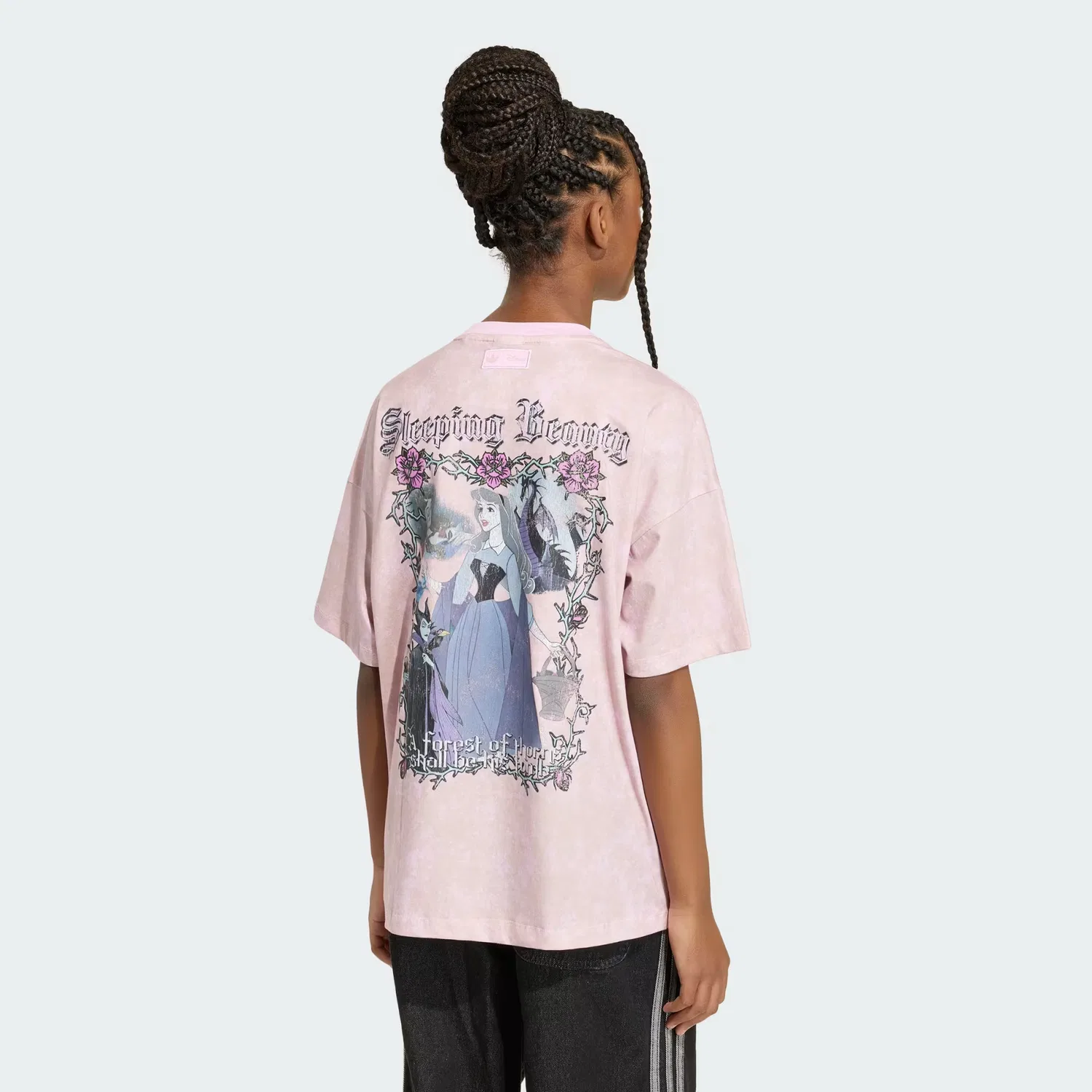 Детская футболка оверсайз с графическим принтом Disney Villains Adidas Originals, Orchid Fusion — фото 2