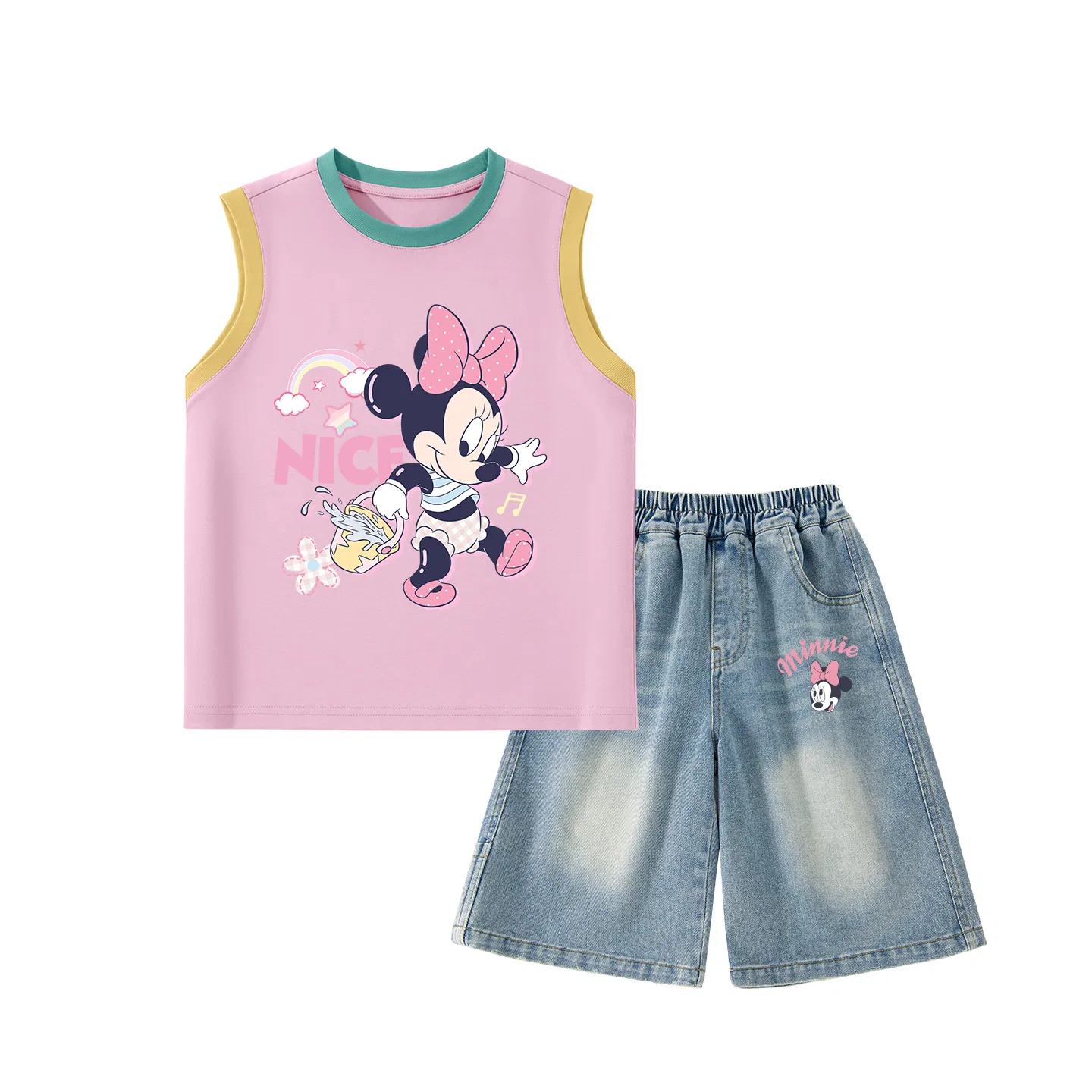 Детский спортивный костюм с круглым вырезом, Disney, Di Chai Aqua Blue Pink/Di Lifting Eye K Denim Blue