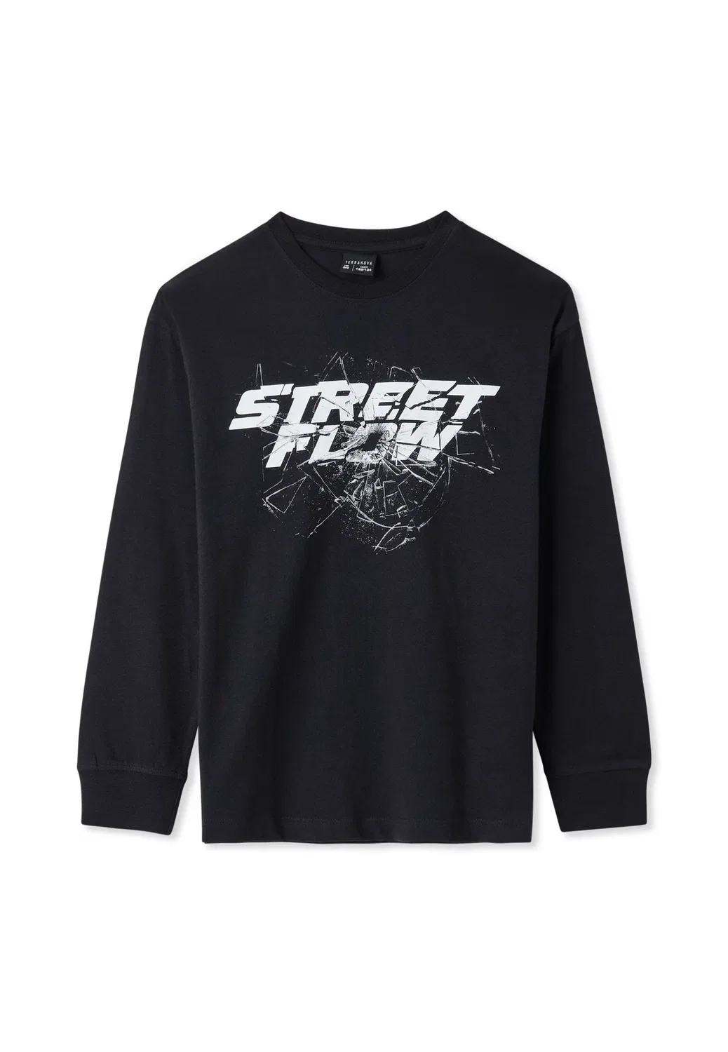 Футболка с длинными рукавами (T-Shirt con stampa) Terranova, Nero