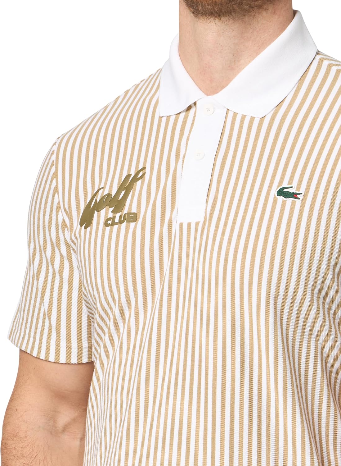 Поло Lacoste, спортивное, для гольфа с терморегуляцией, полосатый/белый — фото 3