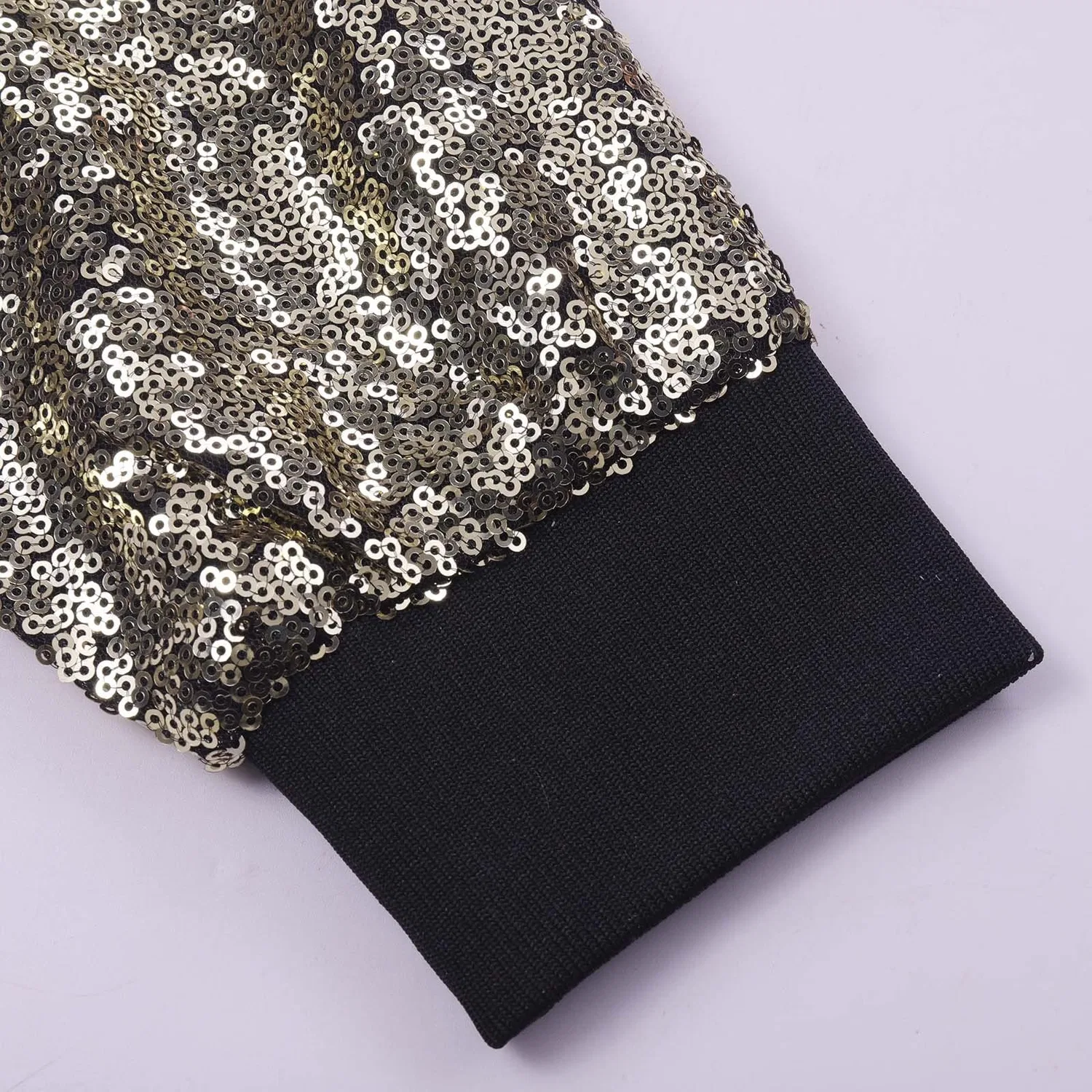 Женская куртка из кожи с длинным рукавом и пайетками, C — фото 3