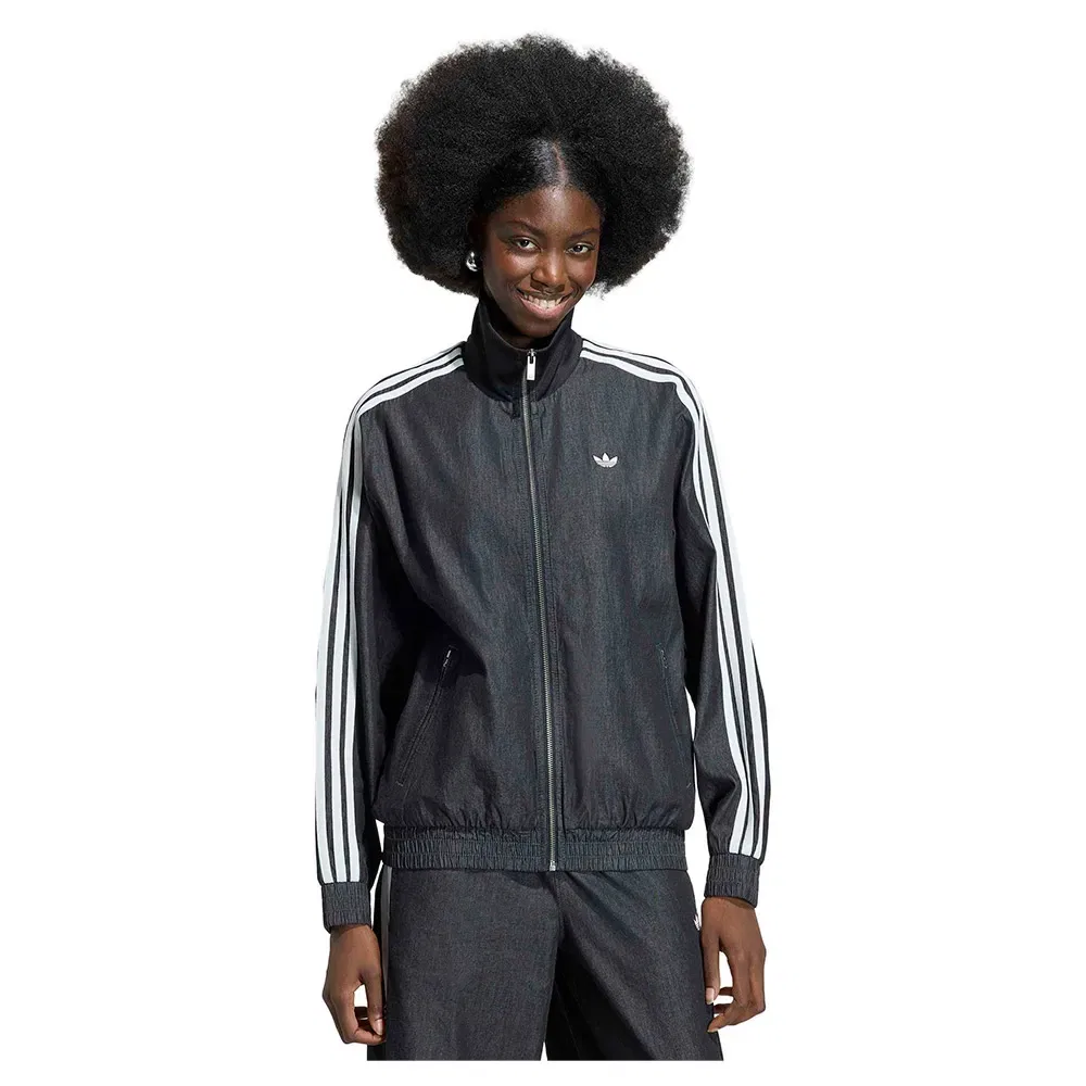 Худи джинсовое на молнии Adidas Originals, черный