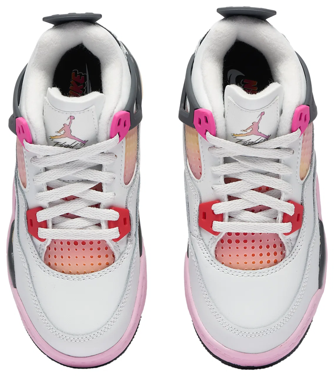 Детские кроссовки для девочек с верхом из кожи и нубука Jordan Retro 4, Tan/Gray/Pink — фото 4