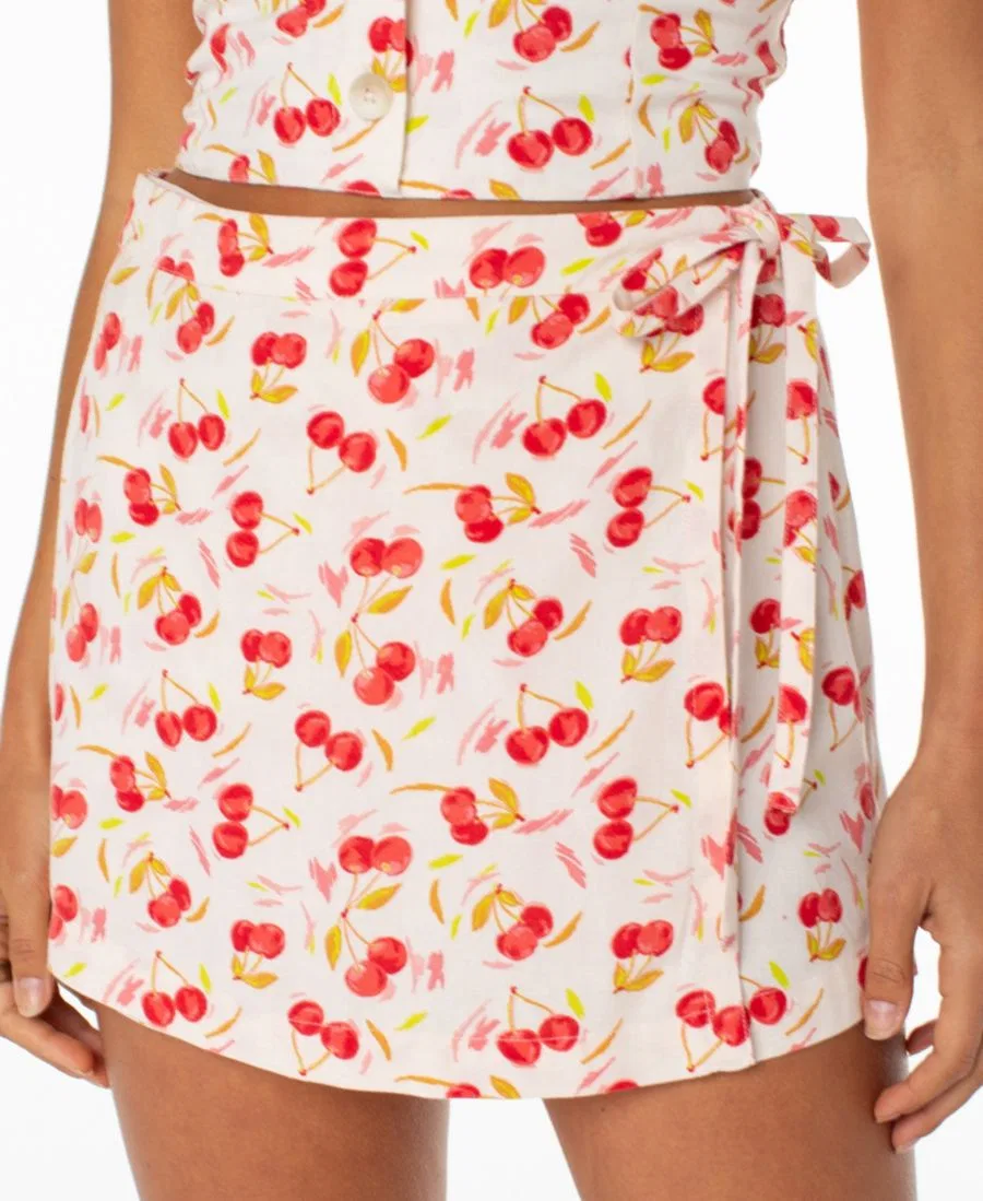 Юбка-шорты Zola Tie-Waist Printed Roxy, Hibiscus Cherry on Top — фото 3