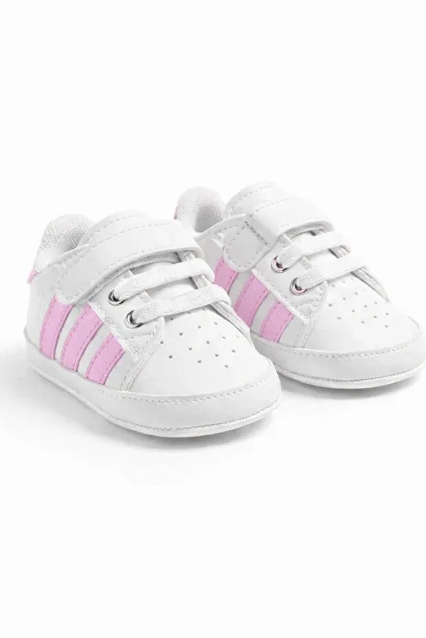 Детские туфли для девочек на липучке Pufien, Pink Striped